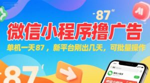 微信小程序看广告,单机一天87,新平台刚出几天,可批量操作,日入5张 – 战狼项目网_分享创业资讯_最新网络项目资源-生财有道