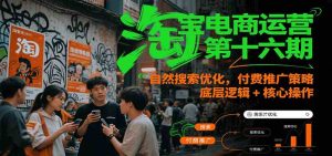 淘宝电商运营第十六期，自然搜索优化，付费推广策略，底层逻辑+核心操作 – 战狼项目网_分享创业资讯_最新网络项目资源-生财有道