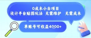 0成本小白项目,设计平台贴图玩法,无需维护,无需成本,单账号单月可产生收益4k+ – 战狼项目网_分享创业资讯_最新网络项目资源-生财有道