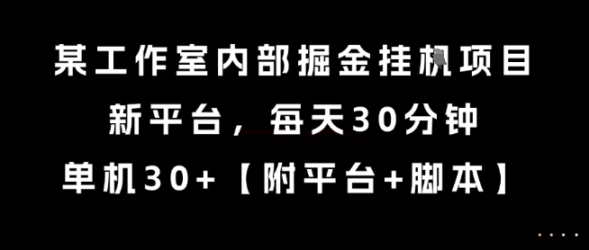 某工作室内部掘金挂G项目，新平台，每天30分钟，单机30+【揭秘】 – 战狼项目网_分享创业资讯_最新网络项目资源-生财有道