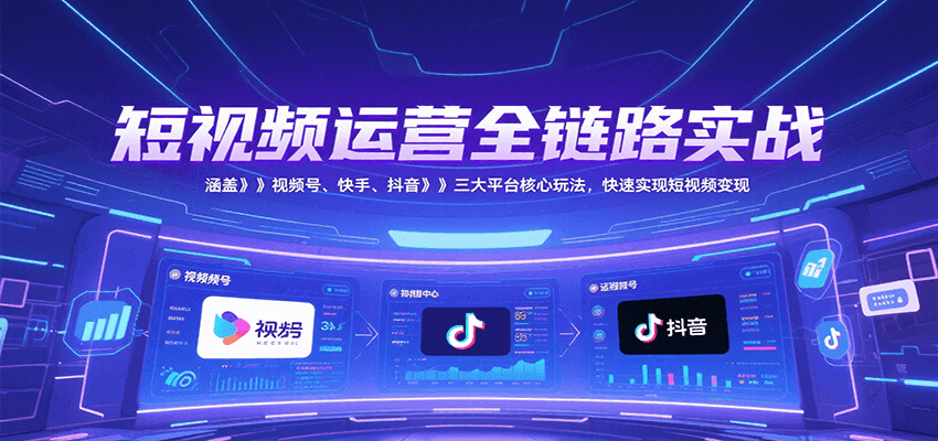 短视频运营全链路实战，涵盖视频号、快手、抖音三大平台核心玩法，快速实现变现！ – 战狼项目网_分享创业资讯_最新网络项目资源-生财有道