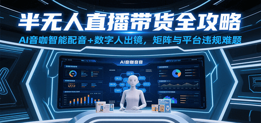 半无人直播带货全攻略：AI音咖智能配音+数字人出镜，解决账号矩阵与平台违规难题 – 战狼项目网_分享创业资讯_最新网络项目资源-生财有道
