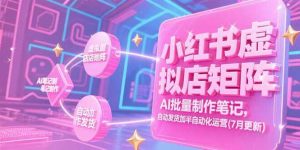 小红书虚拟店矩阵，AI批量制作笔记，自动发货加半自动化运营(7月更新) – 战狼项目网_分享创业资讯_最新网络项目资源-生财有道