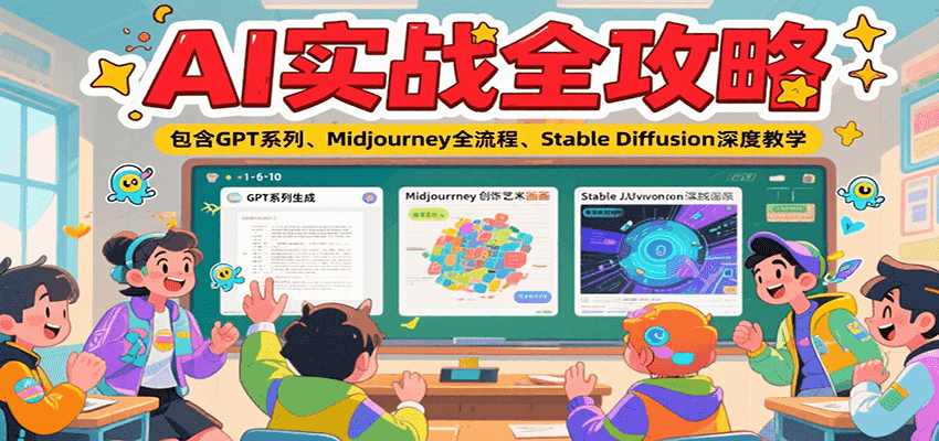 AI实战全攻略，包含GPT系列、Midjourney全流程、Stable Diffusion深度教学 – 战狼项目网_分享创业资讯_最新网络项目资源-生财有道