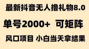 抖音无人撸礼物8.0玩法 全新风口   见效果快  全无人  单号当天产出2000+ – 战狼项目网_分享创业资讯_最新网络项目资源-生财有道