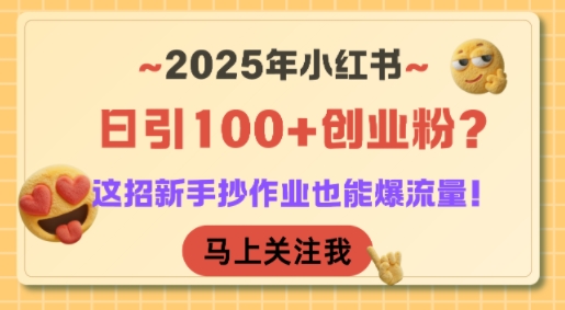 2025年小红书日引100+创业粉？这招新手抄作业也能爆流量！ – 战狼项目网_分享创业资讯_最新网络项目资源-生财有道