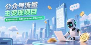 公众号流量主变现项目，新手日入四位数，含爆文写作全攻略(更新25年7月) – 战狼项目网_分享创业资讯_最新网络项目资源-生财有道