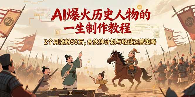 AI历史人物赛道课程，2个月涨粉56万，含伙伴计划与收徒运营策略 – 战狼项目网_分享创业资讯_最新网络项目资源-生财有道
