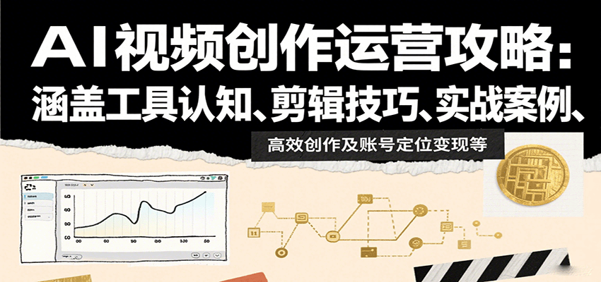 AI视频创作运营攻略：涵盖工具认知、剪辑技巧、实战案例、高效创作及账号定位变现等 – 战狼项目网_分享创业资讯_最新网络项目资源-生财有道