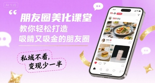 朋友圈美化课堂，教你轻松打造，吸睛又吸金的朋友圈，私域不看，变现少一半 – 战狼项目网_分享创业资讯_最新网络项目资源-生财有道