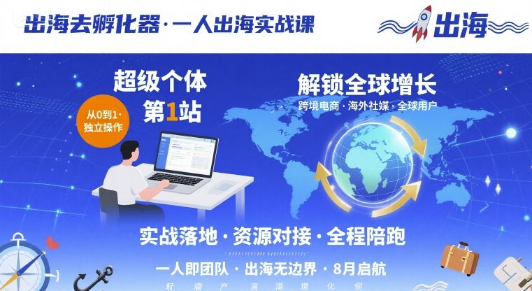 出海去孵化器，一人出海实战课，​超级个体第1站，解锁全球增长 – 战狼项目网_分享创业资讯_最新网络项目资源-生财有道