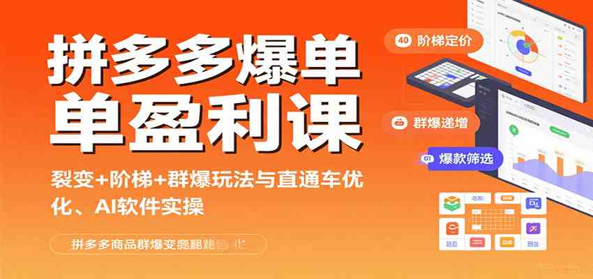 拼多多爆单盈利课：裂变+阶梯+群爆玩法与直通车优化、AI 软件实操 – 战狼项目网_分享创业资讯_最新网络项目资源-生财有道
