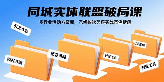 同城实体联盟破局课，多行业活动方案库，汽修餐饮美容实战案例拆解 – 战狼项目网_分享创业资讯_最新网络项目资源-生财有道