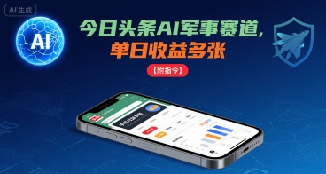 今日头条AI军事赛道，单日收益多张 ，手机可做【附指令】 – 战狼项目网_分享创业资讯_最新网络项目资源-生财有道