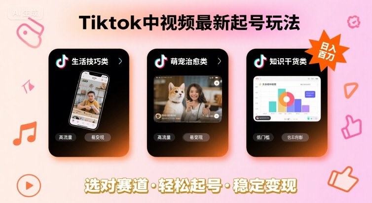 Tiktok中视频最新起号玩法，想要日入百刀，做好这几个赛道就可以了 – 战狼项目网_分享创业资讯_最新网络项目资源-生财有道