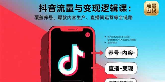 抖音流量与变现逻辑课：覆盖养号、爆款内容生产、直播间运营等全链路 – 战狼项目网_分享创业资讯_最新网络项目资源-生财有道