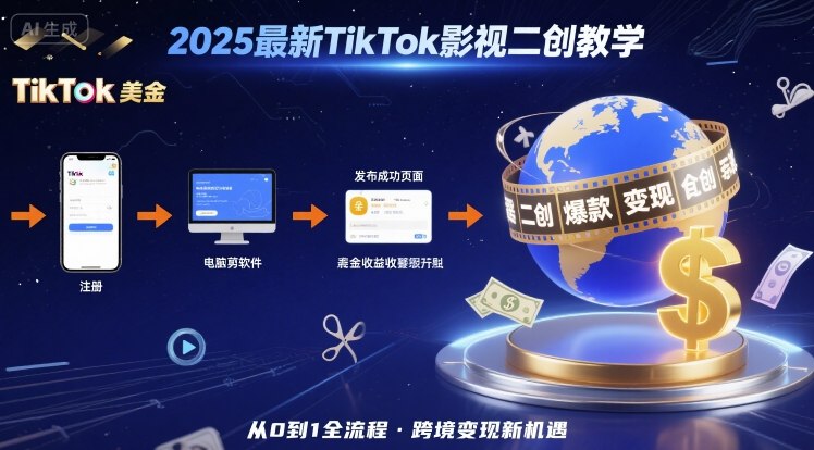 2025年最新TikTok影视二创教学，从注册到发布撸美金全流程，跨境变现新机遇 – 战狼项目网_分享创业资讯_最新网络项目资源-生财有道
