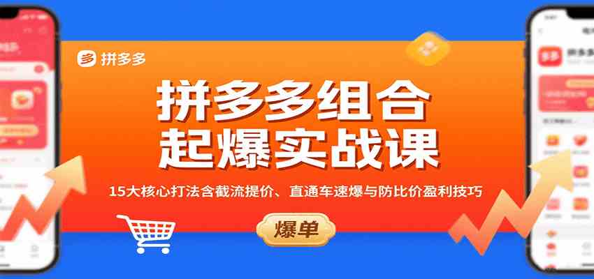 拼多多组合起爆实战课：15大核心打法含截流提价、直通车速爆与防比价盈利技巧 – 战狼项目网_分享创业资讯_最新网络项目资源-生财有道