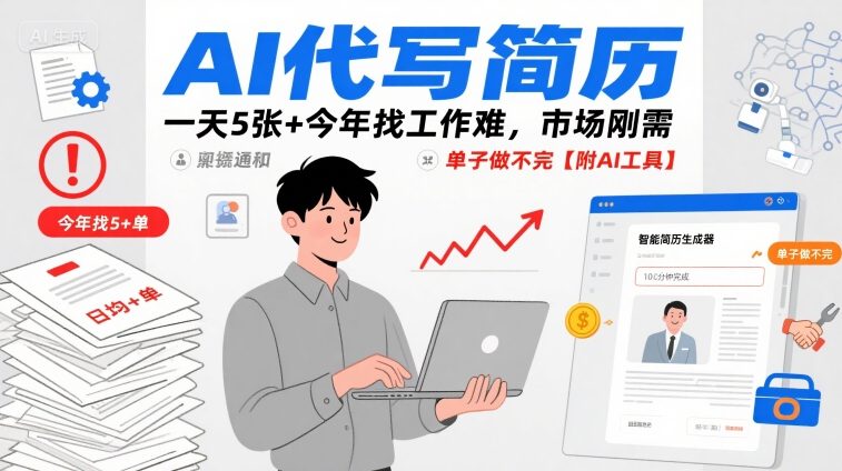 AI代写简历，一天5张+今年找工作难，市场刚需，单子做不完【附AI工具】 – 战狼项目网_分享创业资讯_最新网络项目资源-生财有道