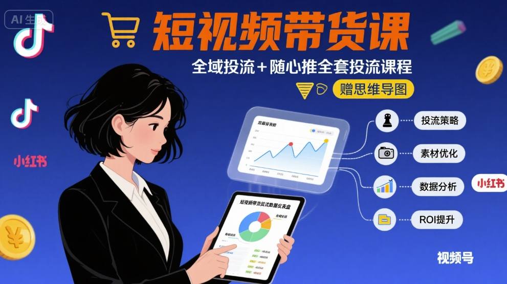 最新短视频带货课，全域投流+随心推全套投流课程+思维导图 – 战狼项目网_分享创业资讯_最新网络项目资源-生财有道
