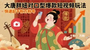 大唐胖妞对口型爆款短视频玩法,快速起千粉万粉号 – 战狼项目网_分享创业资讯_最新网络项目资源-生财有道