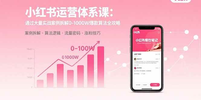 小红书运营体系课：通过大量实战案例拆解0-1000W爆款算法全攻略 – 战狼项目网_分享创业资讯_最新网络项目资源-生财有道