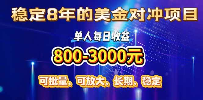 稳定8年的美金对冲创业项目，单人每日收益800-3000，小众暴力项目 – 战狼项目网_分享创业资讯_最新网络项目资源-生财有道