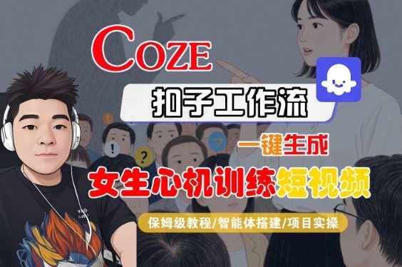 COZE扣子工作流一键生成女生心机训练短视频，保姆级教程-智能体搭建-项目实操 – 战狼项目网_分享创业资讯_最新网络项目资源-生财有道