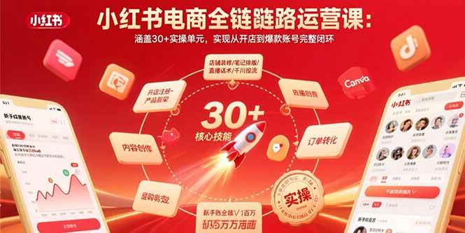 小红书电商全链路运营课：涵盖30+实操单元，实现从开店到爆款账号完整闭环 – 战狼项目网_分享创业资讯_最新网络项目资源-生财有道