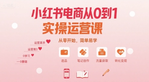 小红书电商从0到1实操运营课，从零开始，简单易学 – 战狼项目网_分享创业资讯_最新网络项目资源-生财有道