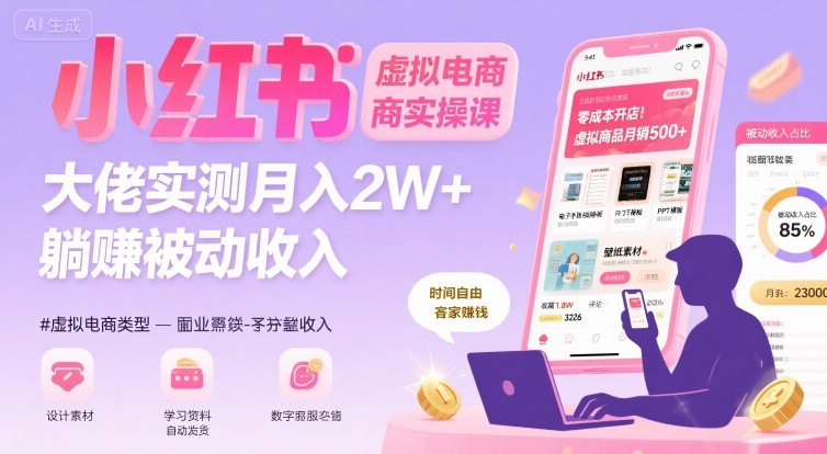 小红书虚拟电商，大佬实测月入2W+，实现被动收入 – 战狼项目网_分享创业资讯_最新网络项目资源-生财有道