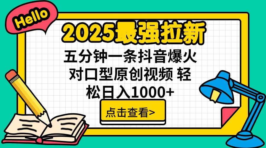 2025最强拉新，单用户下载5块佣金，5分钟一条抖音爆火原创对口型视频，… – 战狼项目网_分享创业资讯_最新网络项目资源-生财有道
