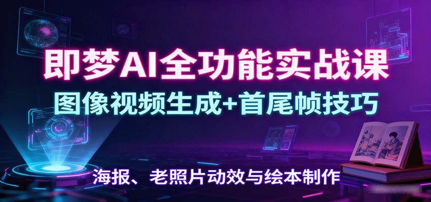 即梦AI全功能实战课：图像视频生成+首尾帧技巧，海报、老照片动效与绘本制作 – 战狼项目网_分享创业资讯_最新网络项目资源-生财有道