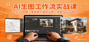 AI生图工作流实战课：SD/Flux搭建，掌握室内建筑出图、洗图与Krita精修 – 战狼项目网_分享创业资讯_最新网络项目资源-生财有道