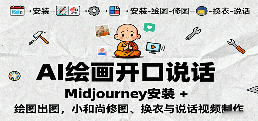 AI绘画开口说话，Midjourney安装 + 绘图出图，小和尚修图、换衣与说话视频制作 – 战狼项目网_分享创业资讯_最新网络项目资源-生财有道