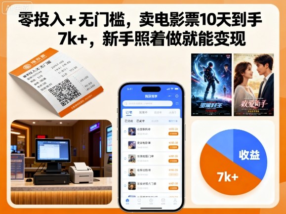 零投入+无门槛，卖电影票10天到手7k+，新手照着做就能变现【揭秘】 – 战狼项目网_分享创业资讯_最新网络项目资源-生财有道