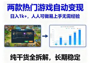 两款热门游戏自动变现，日入1k+，人人可做易上手无需经验，纯干货全拆解，长期稳定【揭秘】 – 战狼项目网_分享创业资讯_最新网络项目资源-生财有道