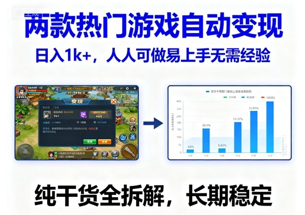 两款热门游戏自动变现，日入1k+，人人可做易上手无需经验，纯干货全拆解，长期稳定【揭秘】 – 战狼项目网_分享创业资讯_最新网络项目资源-生财有道
