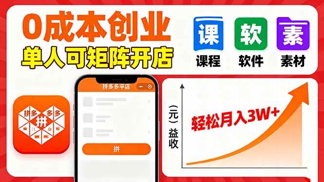 拼多多虚拟电商，0成本，单人可矩阵开店，轻松月入3W+ – 战狼项目网_分享创业资讯_最新网络项目资源-生财有道