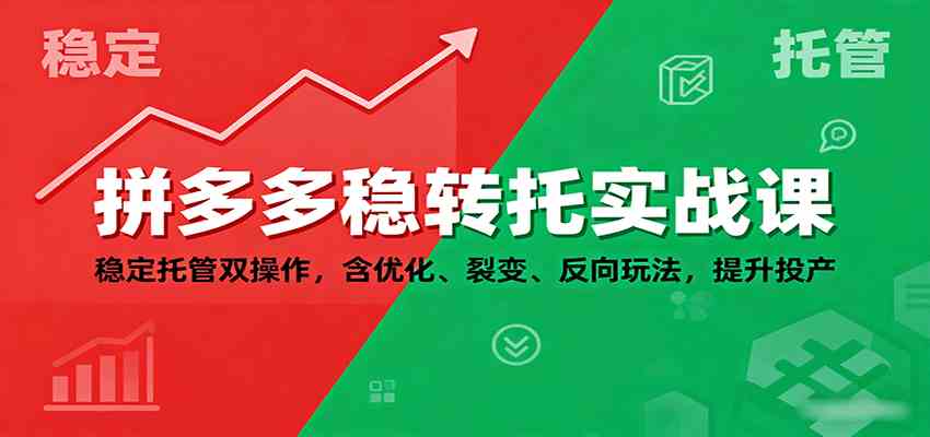 拼多多稳转托实战课：稳定托管双操作，含优化、裂变、反向玩法，提升投产 – 战狼项目网_分享创业资讯_最新网络项目资源-生财有道