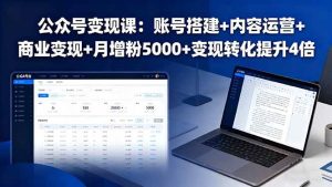 公众号变现课：账号搭建+内容运营+商业变现+月增粉5000+变现转化提升4倍 – 战狼项目网_分享创业资讯_最新网络项目资源-生财有道