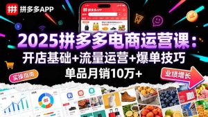 2025拼多多电商运营课：开店基础+流量运营+爆单技巧，单品月销10万+ – 战狼项目网_分享创业资讯_最新网络项目资源-生财有道