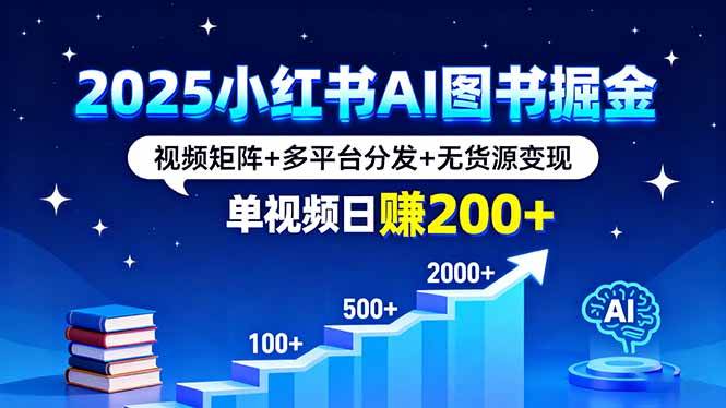 2025小红书AI图书掘金，视频矩阵+多平台分发+无货源变现，单视频日赚200+ – 战狼项目网_分享创业资讯_最新网络项目资源-生财有道