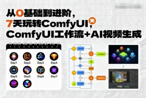 从0基础到进阶,7天玩转ComfyUI,Comfyui工作流+AI视频生成 – 战狼项目网_分享创业资讯_最新网络项目资源-生财有道