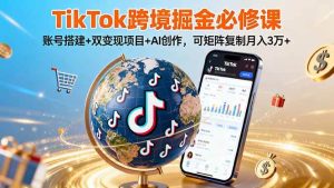 TikTo跨境掘金必修课，账号搭建+双变现项目+AI创作，可矩阵复制月入3万+ – 战狼项目网_分享创业资讯_最新网络项目资源-生财有道