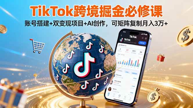 TikTo跨境掘金必修课，账号搭建+双变现项目+AI创作，可矩阵复制月入3万+ – 战狼项目网_分享创业资讯_最新网络项目资源-生财有道