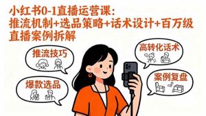 小红书0-1直播运营课:推流机制+选品策略+话术设计+百万级直播案例拆解 – 战狼项目网_分享创业资讯_最新网络项目资源-生财有道