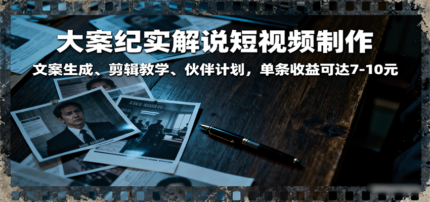 大案纪实解说短视频制作，文案生成、剪辑教学、伙伴计划，单条收益可达7-10元 – 战狼项目网_分享创业资讯_最新网络项目资源-生财有道