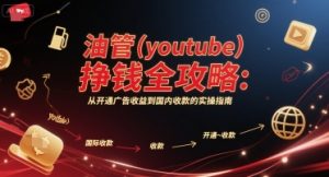 油管(youtube)挣钱全攻略：从开通广告收益到国内收款的实操指南（更新） – 战狼项目网_分享创业资讯_最新网络项目资源-生财有道