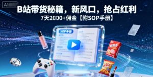 B站带货秘籍，新风口，抢占红利，7天2k+佣金【附SOP手册】 – 战狼项目网_分享创业资讯_最新网络项目资源-生财有道